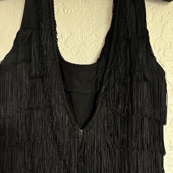 Robert Tate Black Fringe Flapper Dress Size 7/8 Gatsby 1920s Party Costume - Picture 6 of 8
